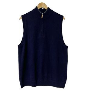 John W. Nordstrom 1/4 Zip Cashmere Vest Size L Navy Quiet Luxury Old Money Men’s